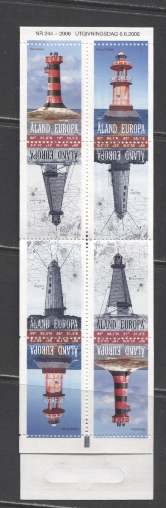 Lot 165 Aland Islands SC#277e-277e 2008 Lighthouses Issue, A VFNH Complete Booklet Of 8, Click on Listing to See ALL Pictures, 2017 Scott Cat. $20