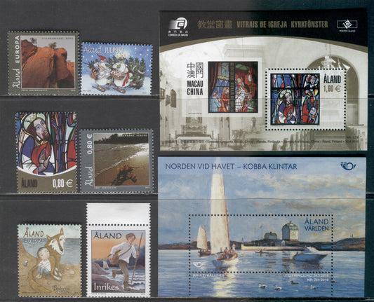 Lot 170 Aland Islands SC#299/310 2010 Kobba Klintar/Christmas Issues, 8 VFNH Singles & Souvenir Sheets, Click on Listing to See ALL Pictures, 2017 Scott Cat. $22.2