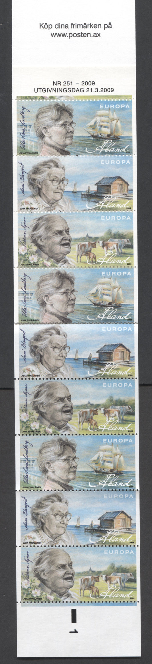 Lot 172 Aland Islands SC#284d  2009 Writers Issue, A VFNH Complete Booklet Of 9, 2017 Scott Cat. $21