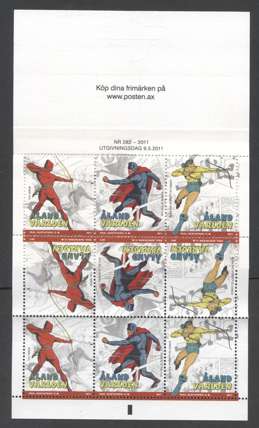 Lot 177 Aland Islands SC#316e  2011 Superheroes Issue, A VFNH Booklet Of 9, Click on Listing to See ALL Pictures, 2017 Scott Cat. $25