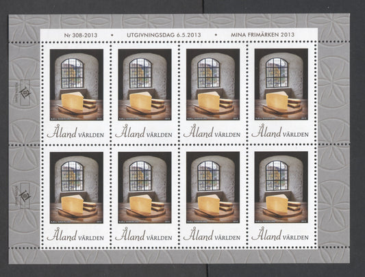 Lot 181 Aland Islands SC#342  2013 Cheese Plate Issue, A VFNH Sheet Of 8, Click on Listing to See ALL Pictures, 2017 Scott Cat. $26