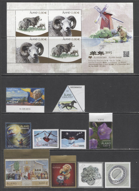 Lot 187 Aland Islands SC#362/376 2014-2015 Ram/Sea Rescue Issues, 11 VFNH Singles & Sheet Of 4, Click on Listing to See ALL Pictures, 2017 Scott Cat. $36