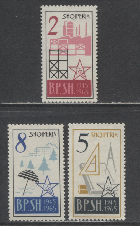 Lot 192 Albania SC#793-795 1965 Sybols Of Industry Issue, 3 VFNH Singles, Click on Listing to See ALL Pictures, 2017 Scott Cat. $34.5