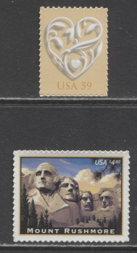 Lot 21 United States SC#4268/4272 2008 American Landmarks & Wedding Hearts, 2 VFNH Singles, Click on Listing to See ALL Pictures, 2017 Scott Cat. $13.25
