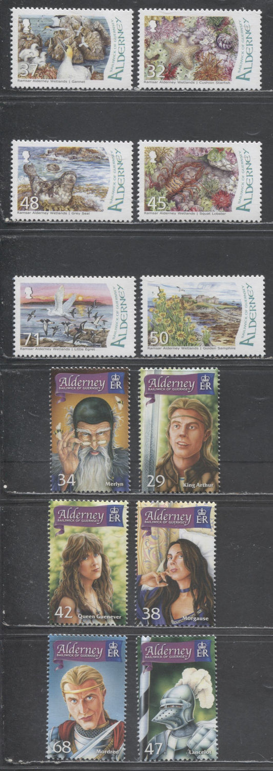 Lot 220 Alderney SC#263/296 2006-2007 Arthurian Legens & Wetbirds Issues, 12 VFNH Singles, Click on Listing to See ALL Pictures, 2017 Scott Cat. $21.35