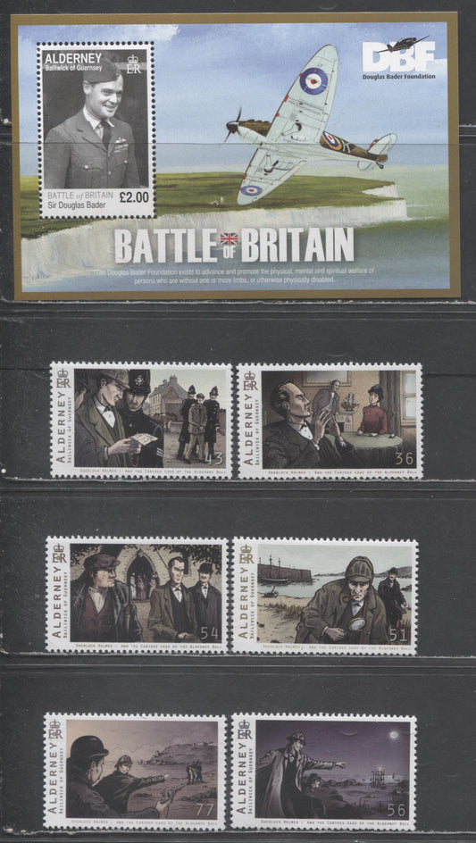 Lot 225 Alderney SC#356/375 2010 Battle Of Britain, Postage Stamps 25th Anniversary & Nightingale Issues, 7 VFNH Singles & Souvenir Sheet, Click on Listing to See ALL Pictures, 2017 Scott Cat. $16.9