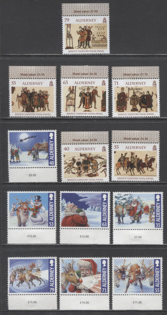Lot 232 Alderney SC#477/495 2013-2014 Christmas & Tapestry Issues, 13 VFNH Singles, Click on Listing to See ALL Pictures, 2017 Scott Cat. $15.7