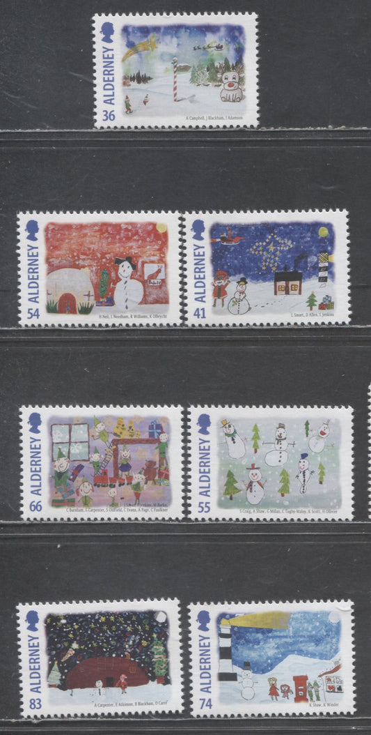 Lot 235 Alderney SC#505-511 2014 Christmas Issue, 7 VFNH Singles, Click on Listing to See ALL Pictures, 2017 Scott Cat. $13.25
