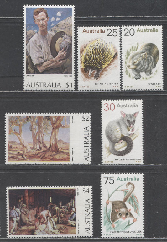 Lot 236 Australia SC#565/576 1973-1984 Definitives, 7 VFNH Singles, Click on Listing to See ALL Pictures, 2017 Scott Cat. $13.6