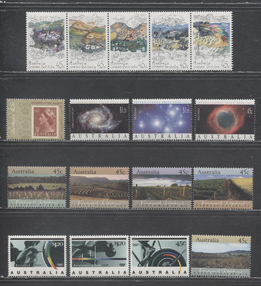 Lot 240 Australia SC#1258-1267 1992 International Space Year/Olympic-Paralypics Issues, 13 VFNH Singles & Strip Of 5, Click on Listing to See ALL Pictures, 2017 Scott Cat. $16.75