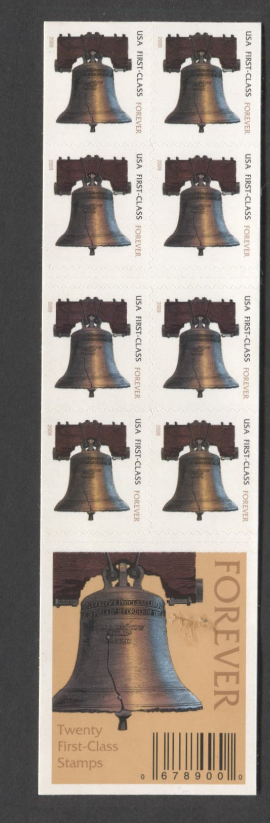 Lot 30 United States SC#4127J First Class Multicolored 2008 Liberty Bell Issue, Double Sided Booklet, Dated 2009 In Copper, A VFNH Booklet Of 20, Click on Listing to See ALL Pictures, 2017 Scott Cat. $18