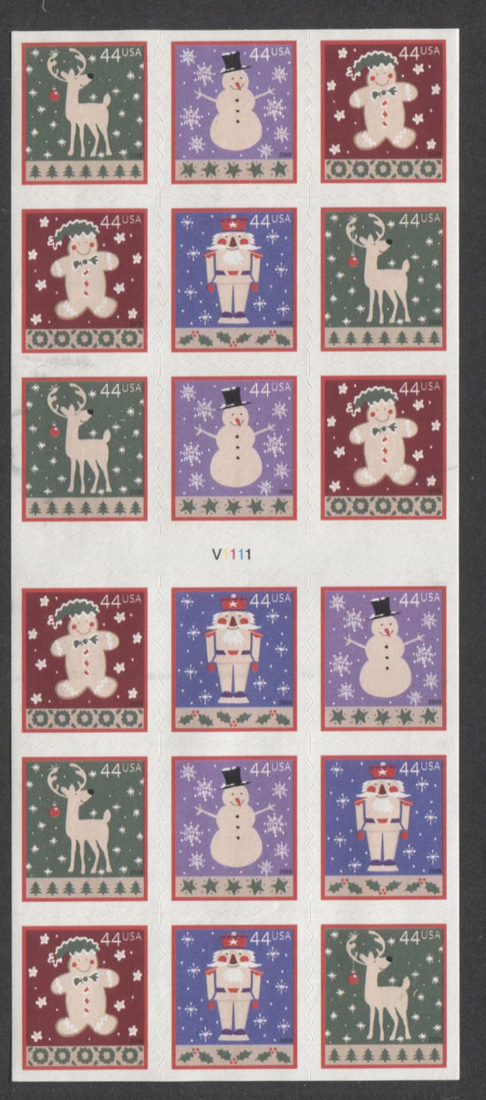 Lot 35 United States SC#4432b 44c Multicolored 2009 Christmas Issue, A VFNH Pane Of 18, Click on Listing to See ALL Pictures, 2017 Scott Cat. $20