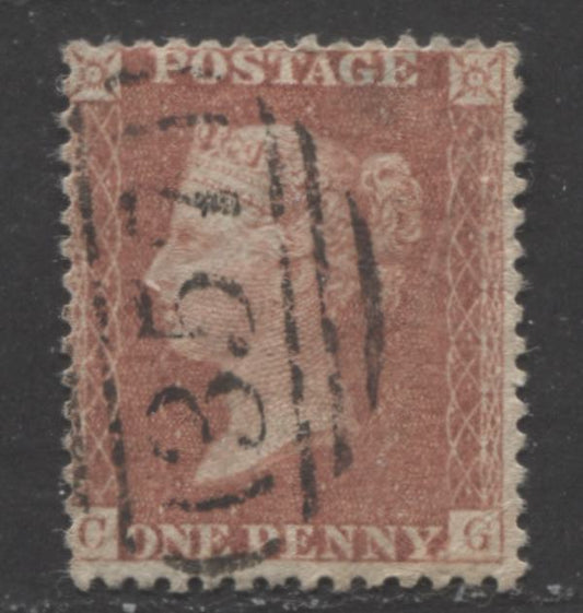 Lot  444 Great Britain - Barred Numeral Cancels For England & Wales: 300-399 SC#16var 1d red Brown 1857-1863 1d Red Stars, Large Crown, White Paper, Perf. 14 Issue, #357, A VG Used Single, Estimated Value $90