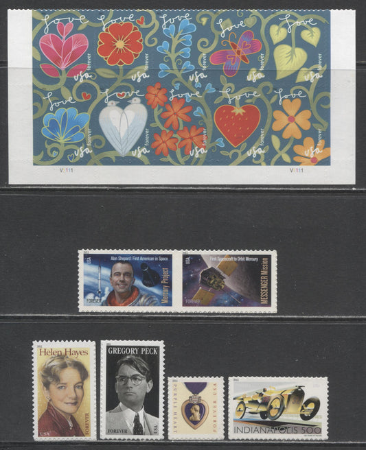 Lot 47 United States SC#4525/4540a 2011 Helen Hayes/Garden Of Love Issues, 6 VFNH Singles, Pair & Pane Of 10, Click on Listing to See ALL Pictures, 2017 Scott Cat. $21