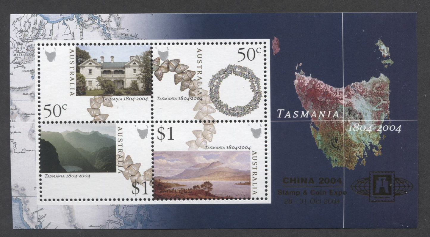 Lot 89 Australia SC#2214d 50c-$1 Multicolored 2004 Tazmania Issue, A VFNH Souvenir Sheet, Click on Listing to See ALL Pictures, 2017 Scott Cat. $20