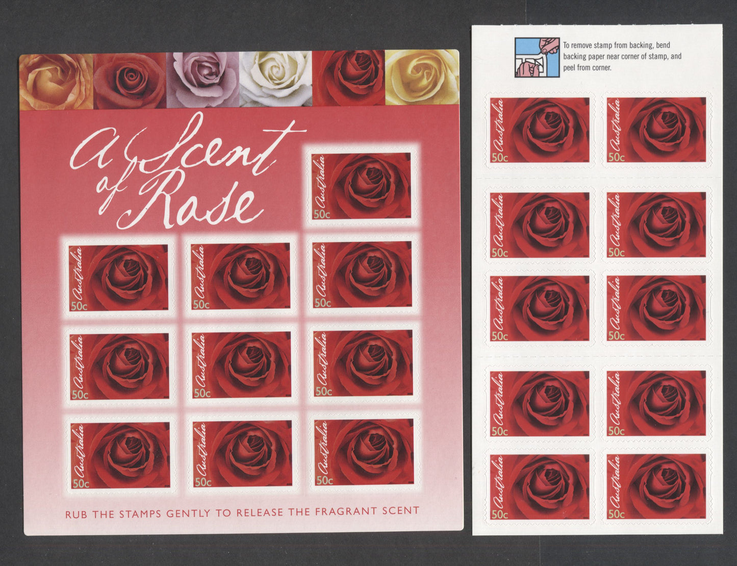 Australia SC#2487-2488 2006 Roses Issue, Scratch-n-Sniff & Regular Panes, 2 VFNH Booklet Panes Of 10, Click on Listing to See ALL Pictures, 2017 Scott Cat. $18.5