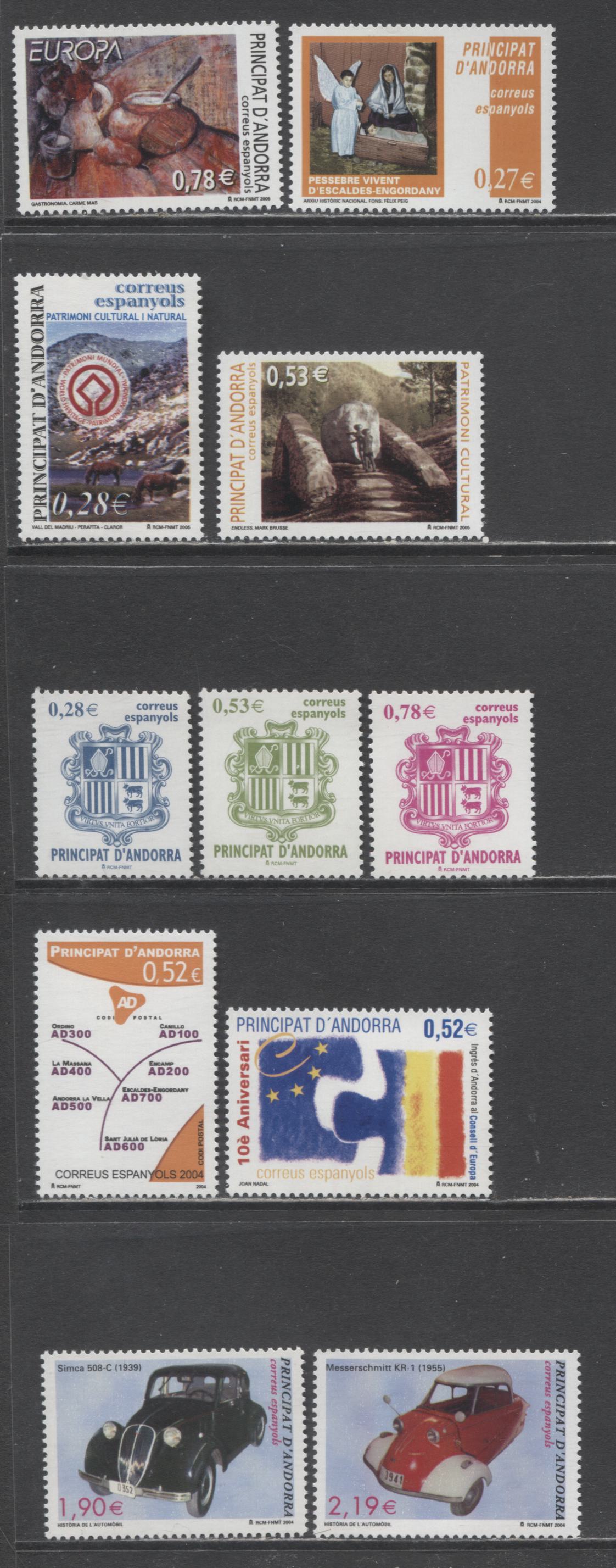 Andorra (Spanish Admin) SC#303-313 2004-2005 Automobiles/Europa Issues, 11 VFNH Singles, Click on Listing to See ALL Pictures, 2017 Scott Cat. $23.4