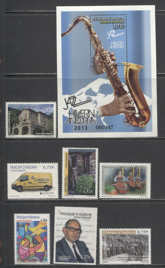 Andorra (Spanish Admin) SC#384-391 2012-2013 Christmas/Casa dels Russos Issues, 8 VFNH Singles & Souvenir Sheet, Click on Listing to See ALL Pictures, 2017 Scott Cat. $18.75