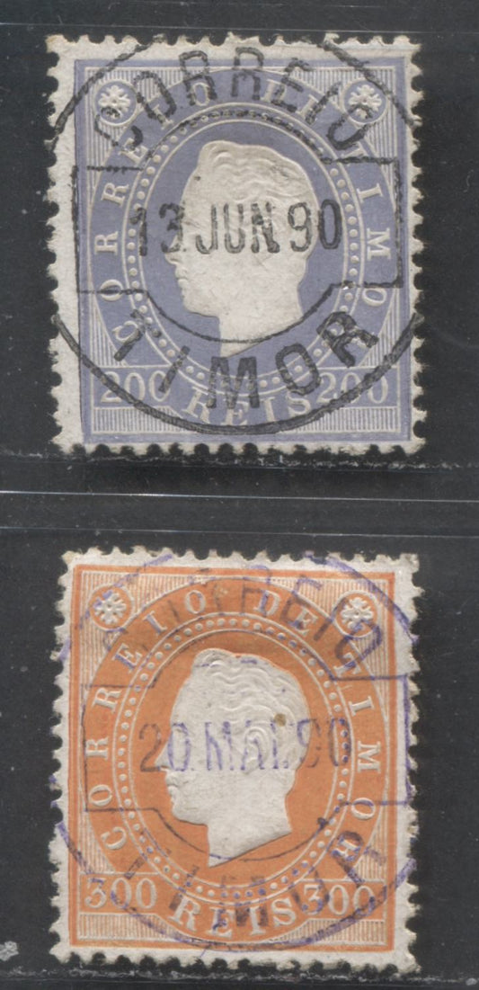 Lot 510 Timor SC#19  1887 Embossed King Luiz Issue, With SON June 1890 and May 20, 1890 Timor CDS's, 2 Fine & VF Used  Singles, Click on Listing to See ALL Pictures, Estimated Value $30