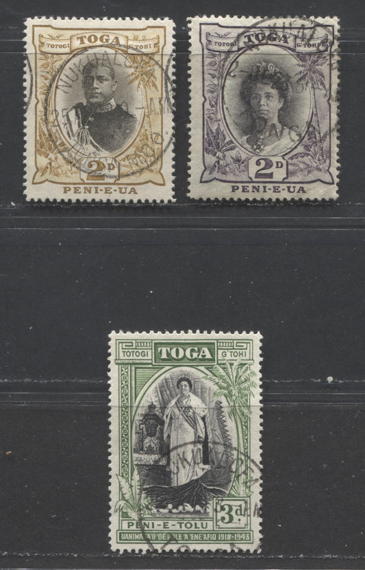 Lot 514 Togo SC#41  1897-1944 Pictorial Definitives & 25th Anniv. Of Queen Salote's Reign, All With SON Nukualofa CDS Cancels, 3 VF Used  Singles, Click on Listing to See ALL Pictures, 2022 Scott Classic Cat. $10.85