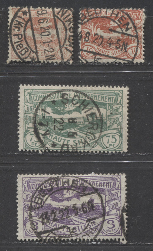 Lot 522 Upper Silesia SC#18  1920 Dove & Olive Branch Plebiscite Issues, With SON Nikolai, Beuthen and Schierokau CDS Cancels, 4 VF Used  Singles, Click on Listing to See ALL Pictures, 2022 Scott Classic Cat. $4.4