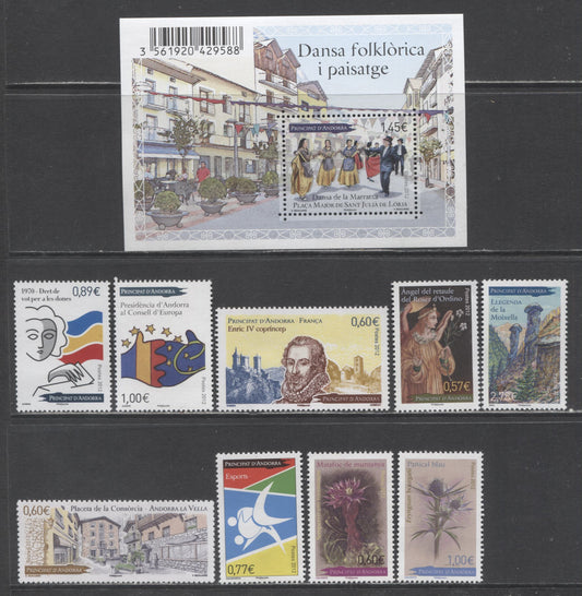 Lot 53 Andorra (French Admin) SC#703-712 2012-2013 Placeta de la Consoreia/Legends Issues, 10 VFNH Singles & Souvenir Sheet, Click on Listing to See ALL Pictures, 2017 Scott Cat. $26.25