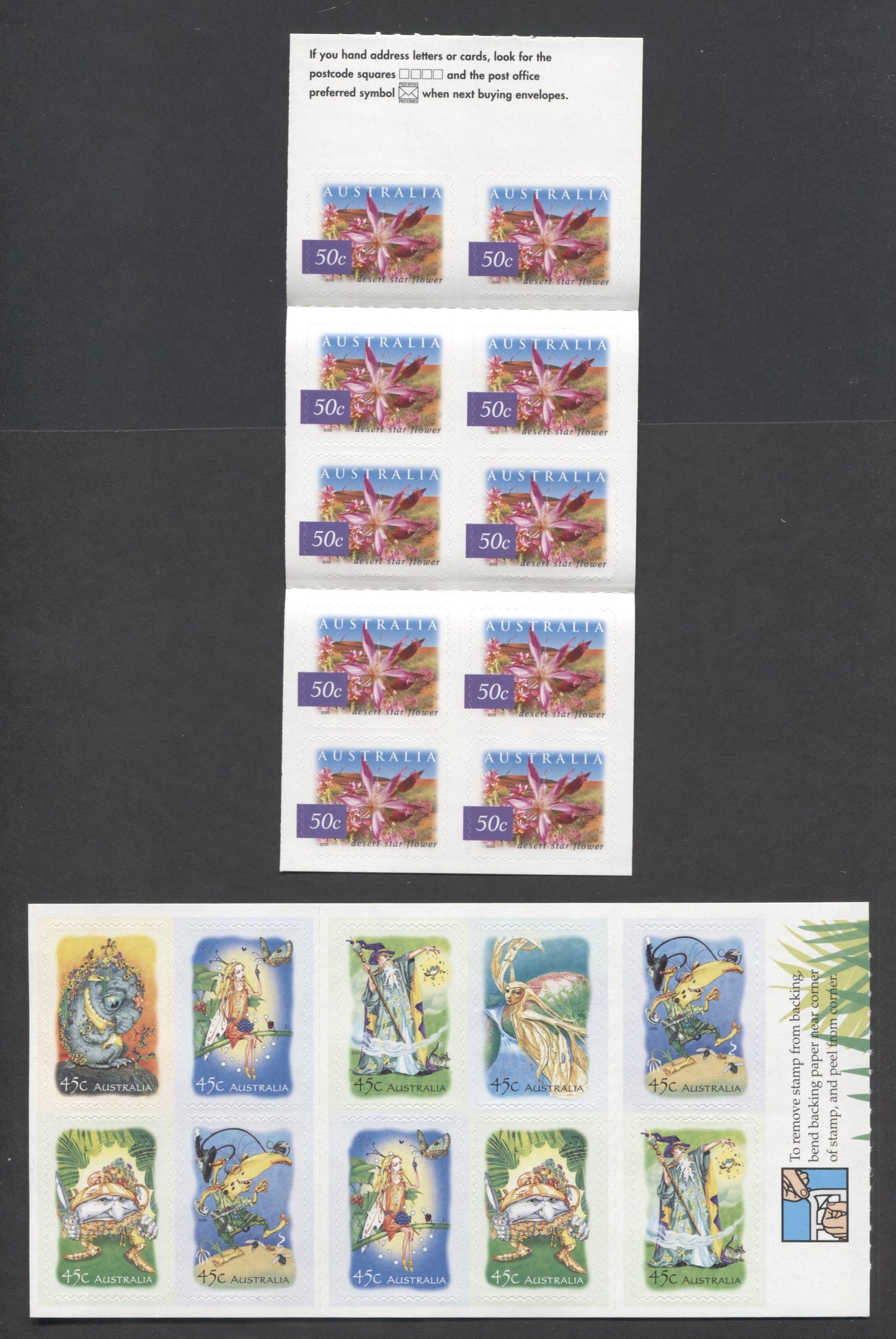 Lot 90 Australia SC#2102b/2114a 2002-2003 Characters From The Magic Rainforest - Flora/Fauna Issues, 2 VFNH Booklets of 10, Click on Listing to See ALL Pictures, 2017 Scott Cat. $20