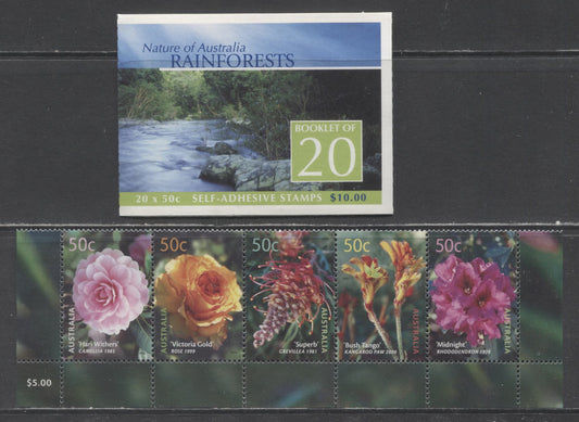 Lot 91 Australia SC#2142a/2166b 2003 Australian Cultivars - Flora/Fauna Issues, 2 VFNH Booklet Of 20 & Strip Of 5, Click on Listing to See ALL Pictures, 2017 Scott Cat. $18.25