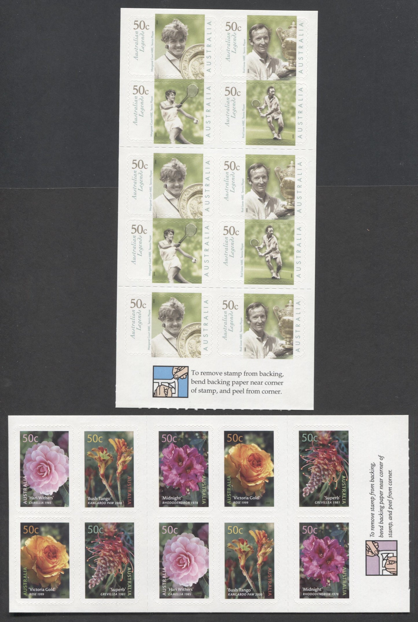 Lot 92 Australia SC#2132a/2147b 2003 AU Legends & Cultivars Issues, 2 VFNH Booklets Of 10, Click on Listing to See ALL Pictures, 2017 Scott Cat. $19.5