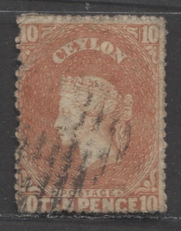 Lot 450 Ceylon #33 10d Orange Queen Victoria, 1861 Perkins Bacon Courb ...