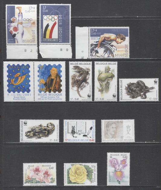 Lot 48 Belgium SC#1798/1810 2000 WWF - Summer Olympics/Paralympics, A VFNH Singles, Complete Unfolded Booklet & Souvenir Sheet, Click on Listing to See ALL Pictures, 2017 Scott Cat. $17.25