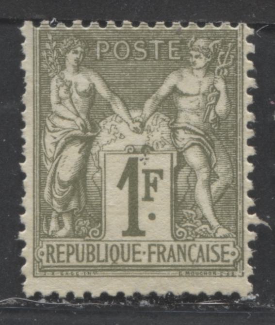 Lot 505 France #76 1fr Bronze Green on Straw Peace & Commerce, 1876-1878 Peace & Commerce Issue, A Fine Unused Single Type I