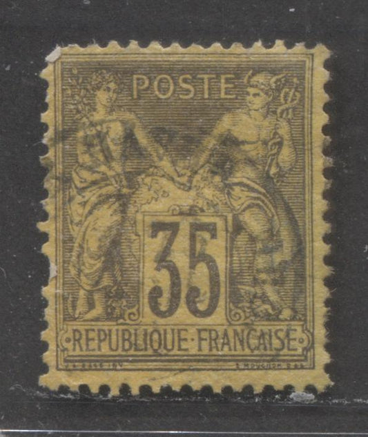 Lot 510 France #94 35c Black on Yellow Peace & Commerce, 1877-1880 Peace & Commerce Issue, A Fine Used Single Type II