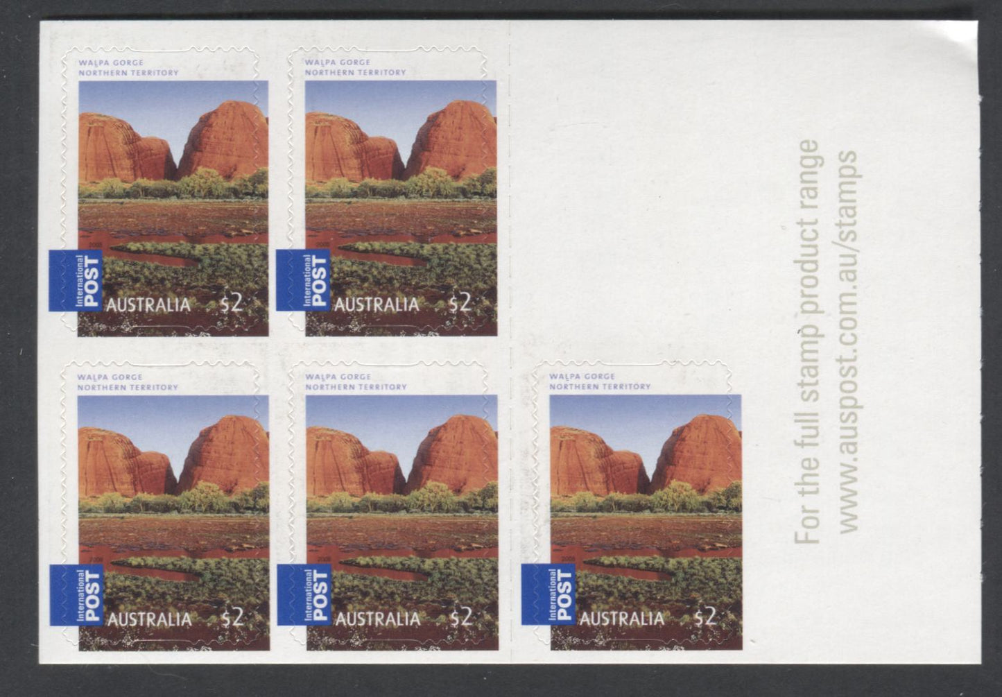 Lot 51 Australia SC#2796 $2 Multicolored 2008 Gorges Issue, A VFNH Pane Of 5, Click on Listing to See ALL Pictures, 2017 Scott Cat. $45