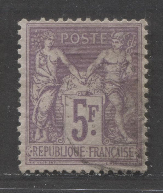 Lot 511 France #96 5fr Violet on Lavender Peace & Commerce, 1877-1880 Peace & Commerce Issue, A Fine Used Single Type II