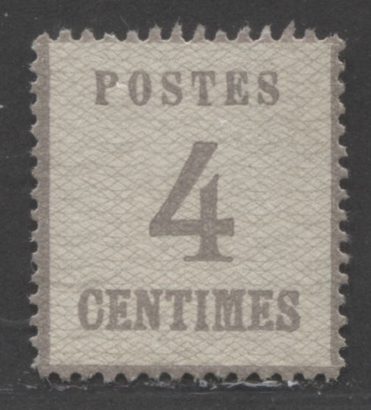 Lot 513 France #N3 4c  Grey Numeral on Network, 1870 German Occupation Issue, A VF Unused Single,  Network With Points Up