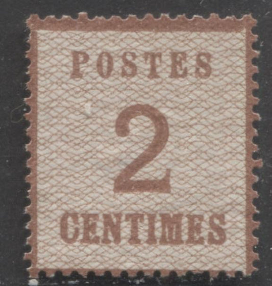 Lot 516 France #N9 2c Red Brown Numeral on Network, 1870 German Occupation Issue, A VF Unused Single, Network With Points Down