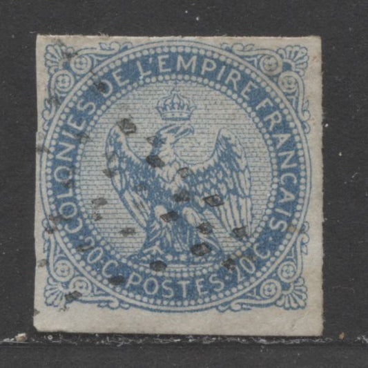 Lot 520 French Colonies #4 20c Blue Eagle & Crown, 1859-1865 Eagle & Crown Issue, A VF Used Single