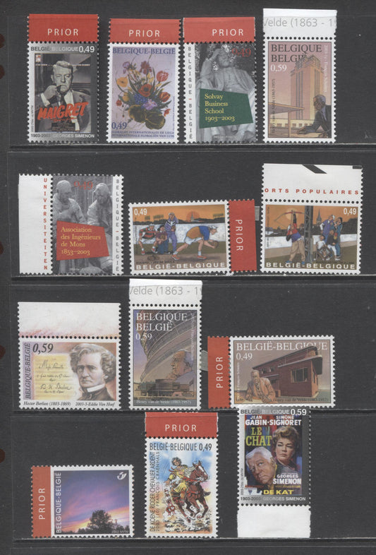 Lot 60 Belgium SC#1936/1958 2002-2003 Death Announcement - Youth Philately Issues, A VFNH Singles, Click on Listing to See ALL Pictures, 2017 Scott Cat. $16.3