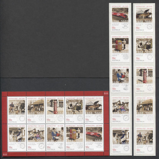 Lot 96 Australia SC#3049k-3059 2009 Post Bicentennial Issue, 3 VFNH Strips Of 5 & Sheet Of 10, Click on Listing to See ALL Pictures, 2017 Scott Cat. $20