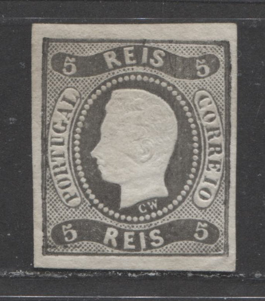 Lot 481 Portugal #17 5r Black King Luiz, 1866-1867 Imperf King Luiz Sidefaces, A VF Unused Single