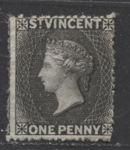 Lot 502 St. Vincent #13 1d Black Queen Victoria, 1871-1878 Courbould Heads, Wmk Star, A VG Unused Single Rough Perf. 14-16