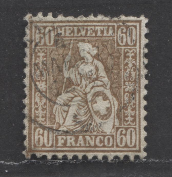 Lot 522 Switzerland #48 60c  Bronze Helvetia, 1862-1864 Perforated Seated Helvetia Issue, A Fine Used Single