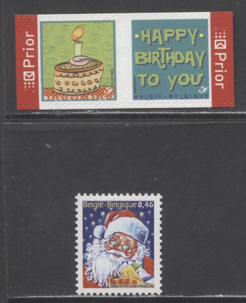 Lot 96 Belgium SC#2186-2188 2006 Happy Birthday - Christmas,  3 VFNH Singles, Click on Listing to See ALL Pictures, 2017 Scott Cat. $14.8