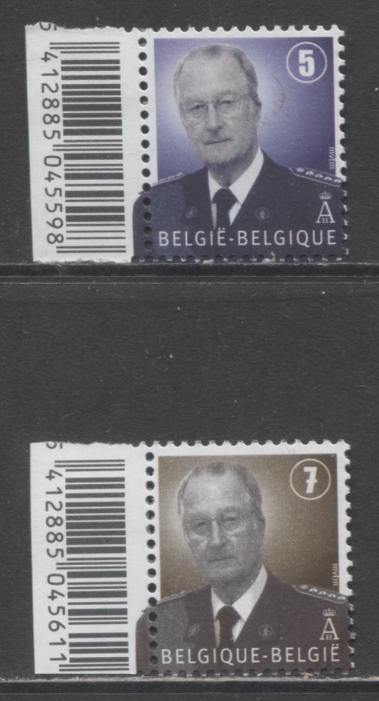 Lot 98 Belgium SC#2213/2216 2007-2009 King Albert II Definitives,  2 VFNH Singles, Click on Listing to See ALL Pictures, 2017 Scott Cat. $18