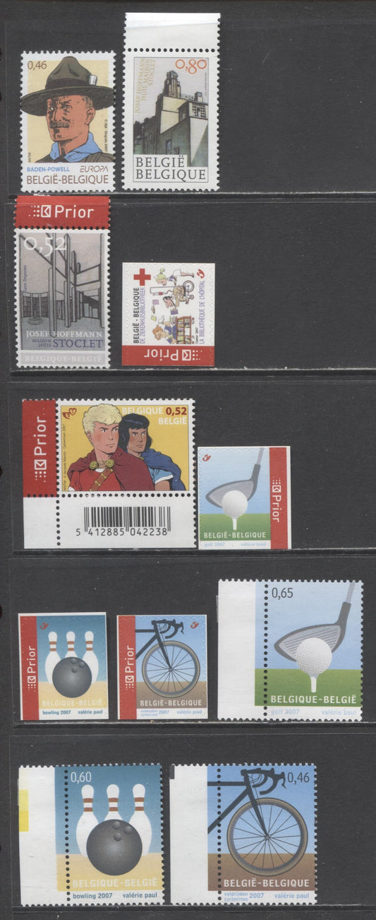 Lot 99 Belgium SC#2189/2232 2007 World Cross Country Cycling Championships - Europa Issues,  10 VFNH Singles, Click on Listing to See ALL Pictures, 2017 Scott Cat. $16.5