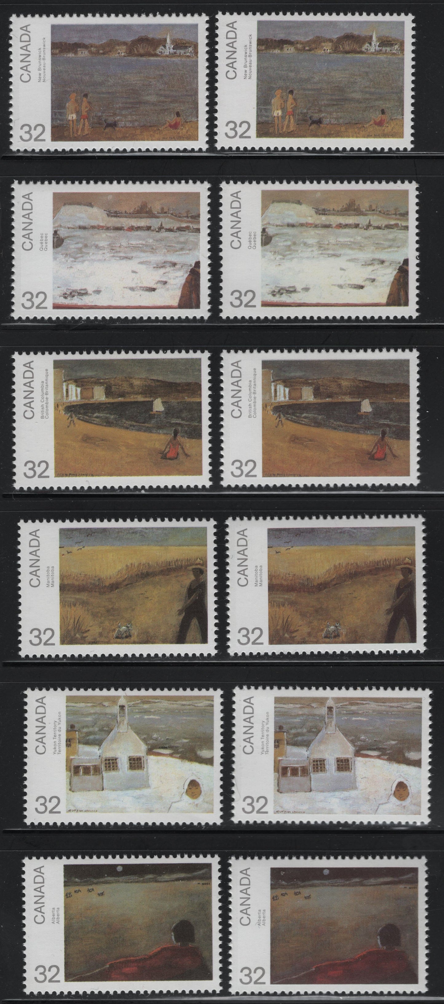 Canada  1016-1021 32c Multicoloured Various Designs, 1984 Canada Day Issue, 12 VFNH Singles NF/NF Clark Paper, Each Design With 2 Different Shades