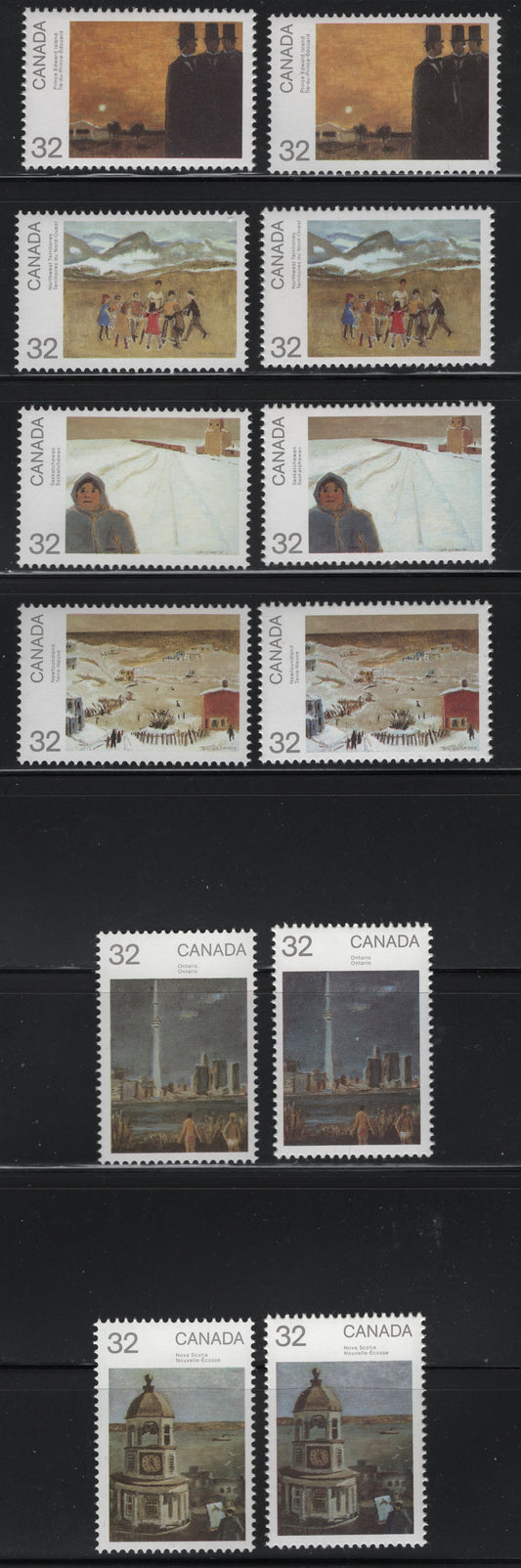 Canada  1022-1027 32c Multicoloured Various Designs, 1984 Canada Day Issue, 12 VFNH Singles NF/NF Clark Paper, Each Design With 2 Different Shades