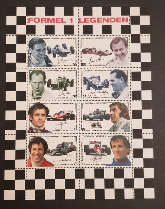 Lot 66 Austria SC#2051 €0.55 - €1.25 Multicolored 2006 Formula One Issue, A VFNH Souvenir Sheet, Click on Listing to See ALL Pictures, 2017 Scott Cat. $15