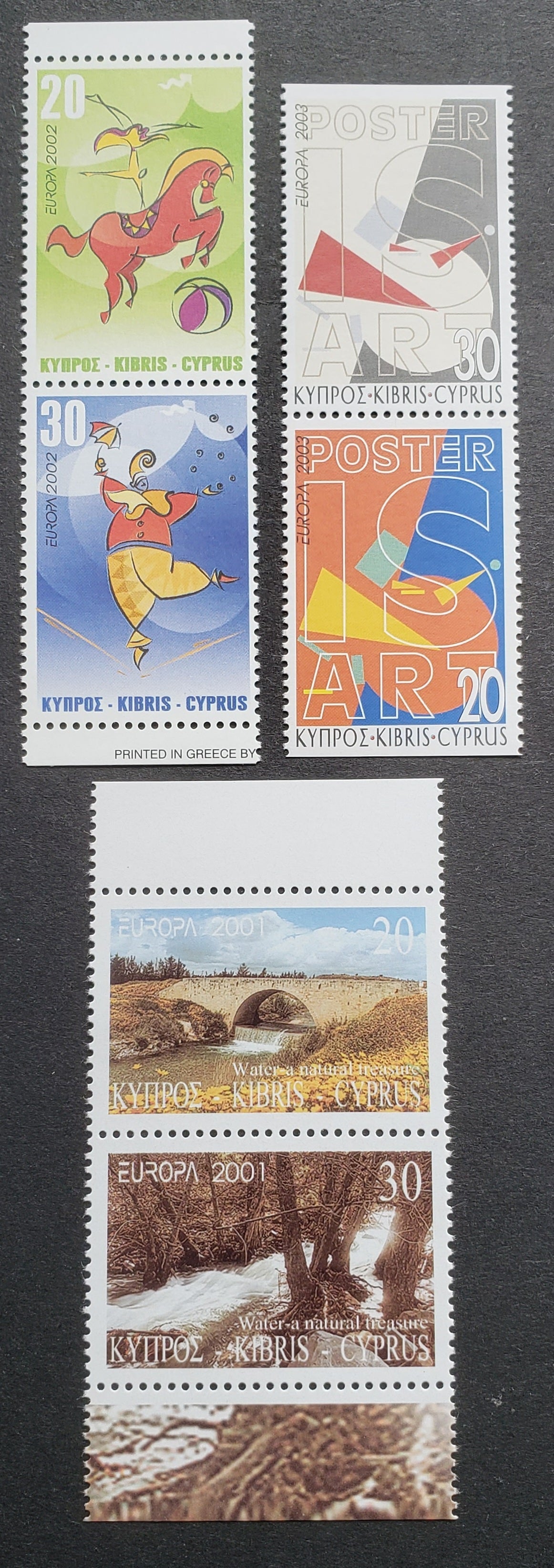 Cyprus SC#976/1004a 2001-2003 Europa, 3 VFNH Booklet Pairs, Click on Listing to See ALL Pictures, 2017 Scott Cat. $12.75